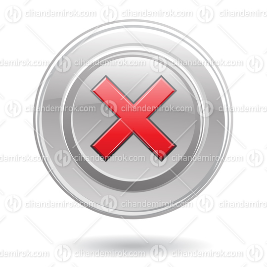 Red Error Sign on a Glossy Metallic Button