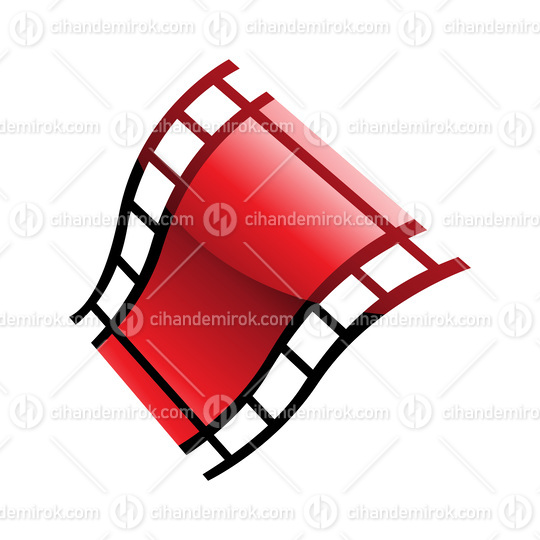 Red Film Reel on a White Background