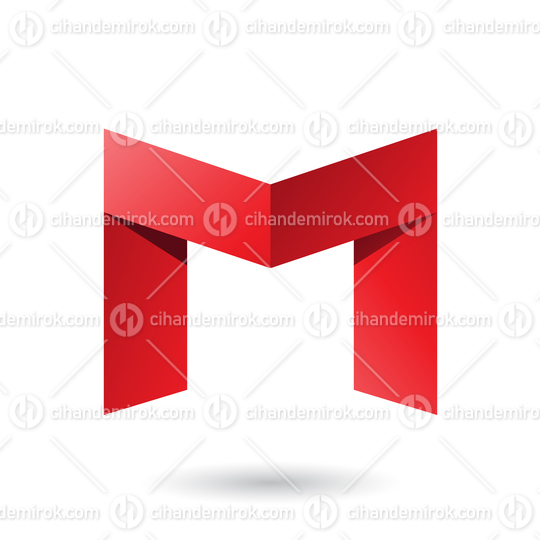 Red Folded Paper Letter M Vector Illustration