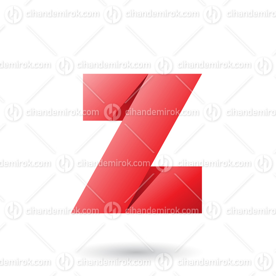 Red Folded Paper Letter Z Vector Illustration