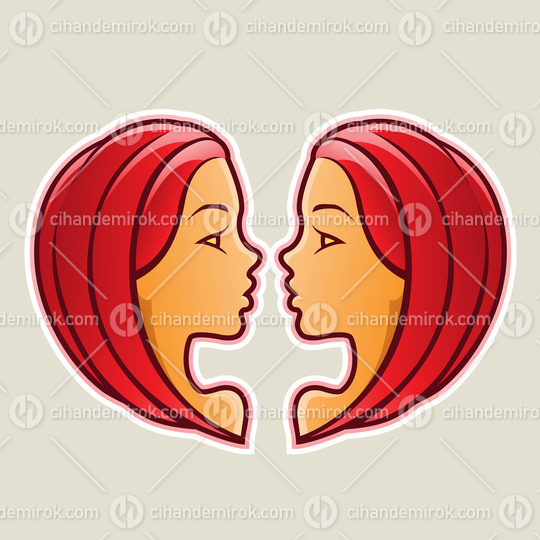 Red Gemini or Twins Icon Vector Illustration