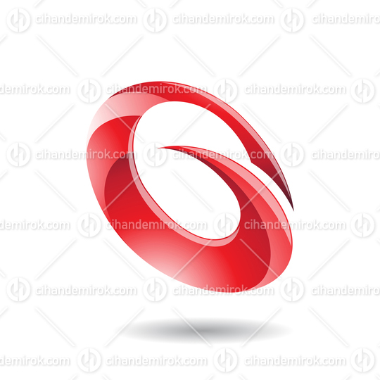 Red Glossy Abstract Spiky Round Icon for Letter G Q or O