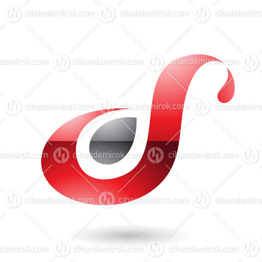 Red Glossy Curvy Fun Letter D or S Vector Illustration