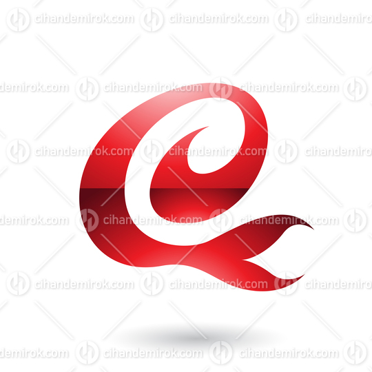 Red Glossy Curvy Fun Letter E Vector Illustration