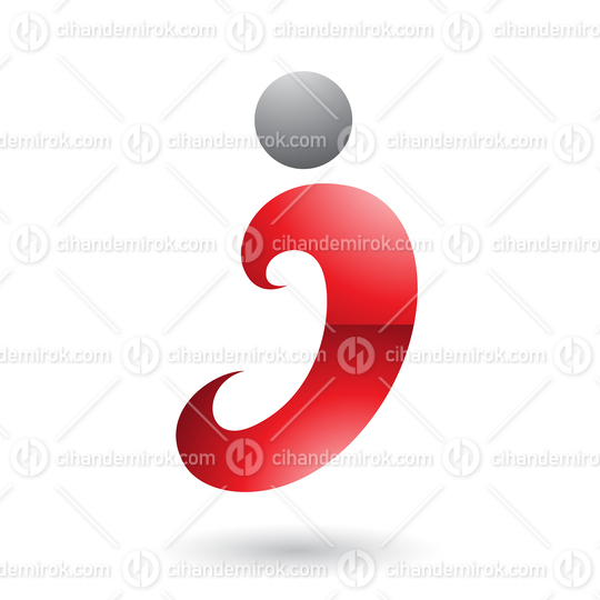 Red Glossy Curvy Fun Letter I Vector Illustration