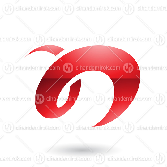 Red Glossy Curvy Fun Letter N Vector Illustration