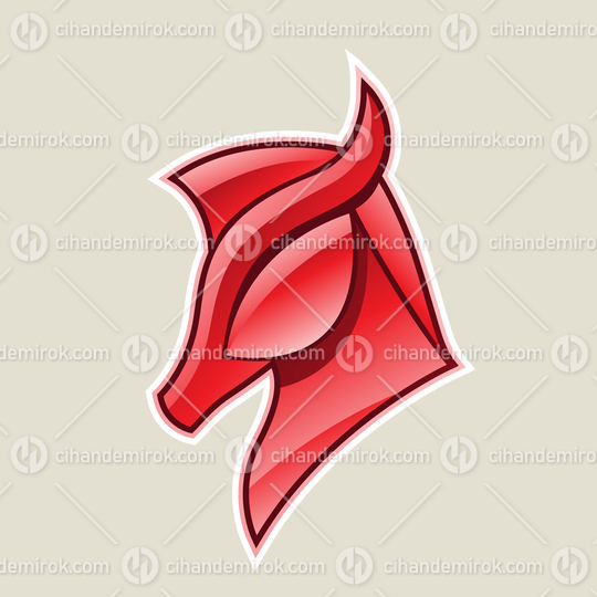 Red Glossy Horse Head Icon Vector Illustration