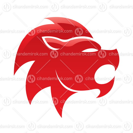 Red Glossy Lion Icon