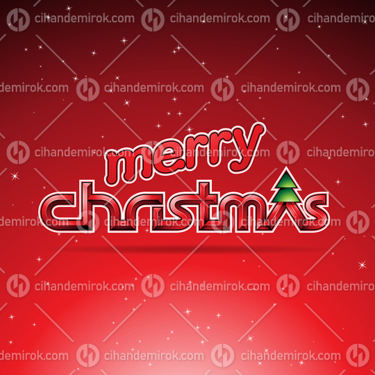 Red Glossy Merry Christmas Text Design Vector Illustration