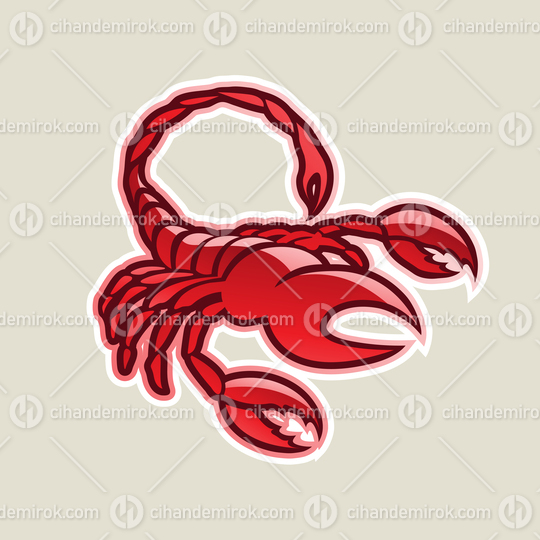 Red Glossy Scorpion Icon Vector Illustration