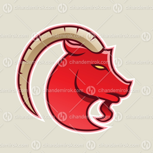 Red Goat with a Long Horn Icon Vector Illustration