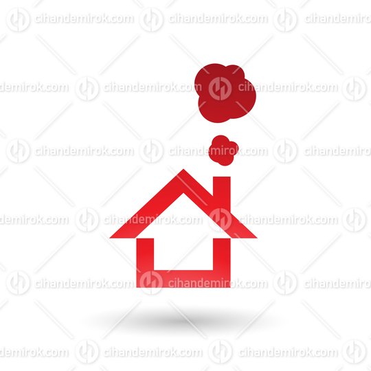 Red House and Smoke Icon Vector Illustration