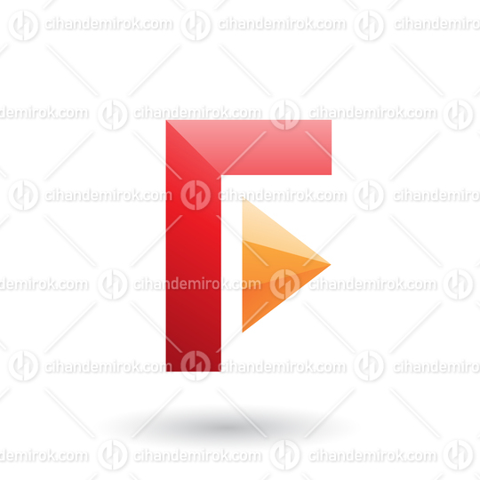 Red Icon of Letter F with a Triangle Vector Illustration