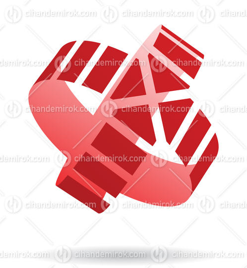 Red Intersecting Striped Arrows Abstract Logo Icon