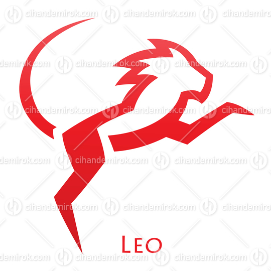 Red Leo Zodiac Star Sign with Simplistic Lines