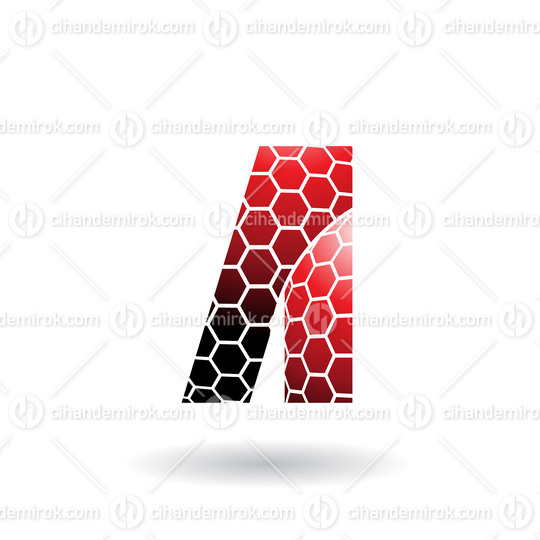 Red Letter A with Honeycomb Pattern Vector Illustration