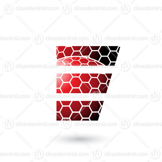 Red Letter E with Honeycomb Pattern Vector Illustration