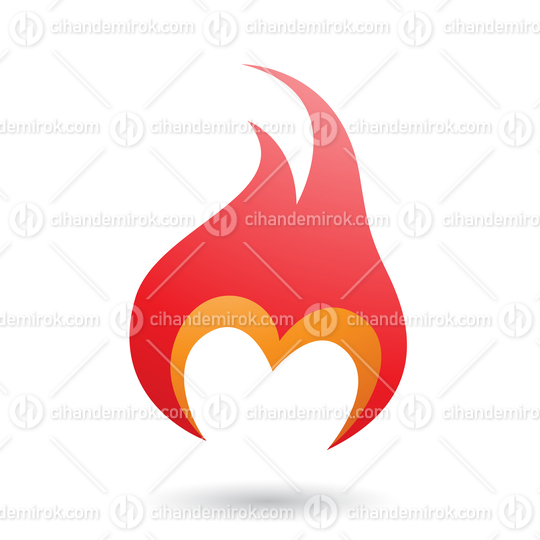 Red Letter M Shaped Fire Icon Vector Illustration