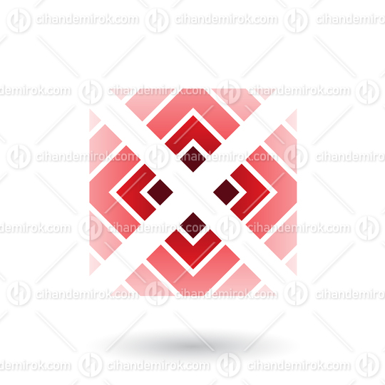 Red Letter X Icon with Square and Triangles Vector Illustration