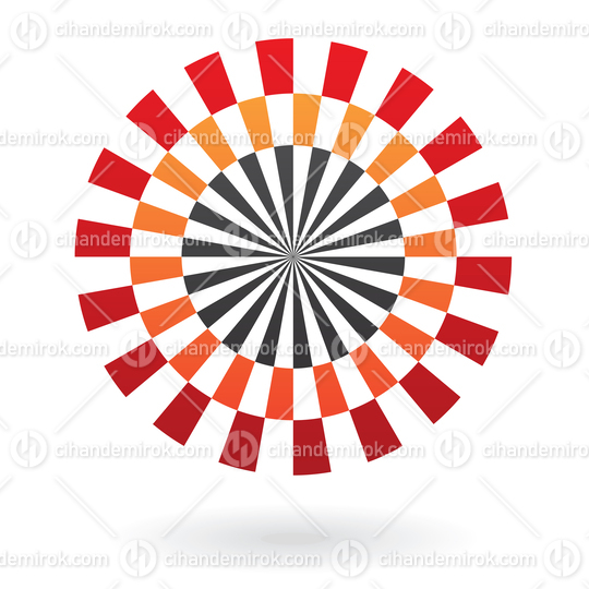 Red Orange and Black Rectangular Shapes Forming a Circle Abstract Logo Icon