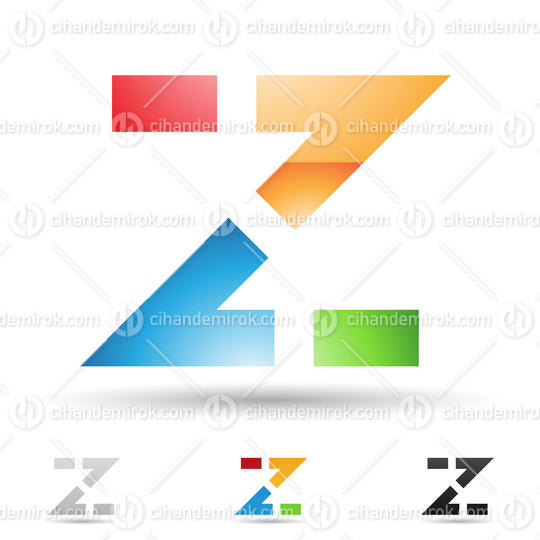 Red Orange Green and Blue Glossy Abstract Logo Icon of Dashed Letter Z
