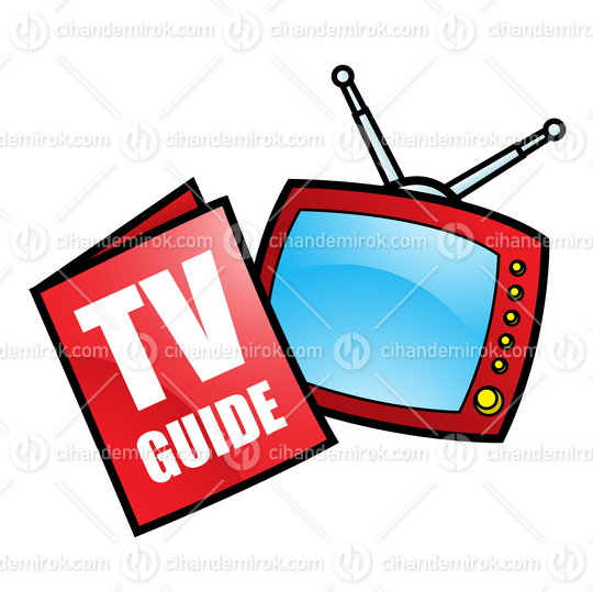 Red Retro TV Guide and CRT Television Icon