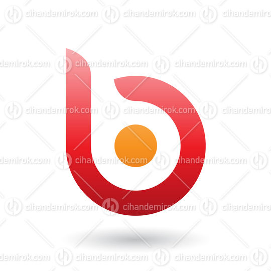 Red Round Bold Icon for Letter B Vector Illustration