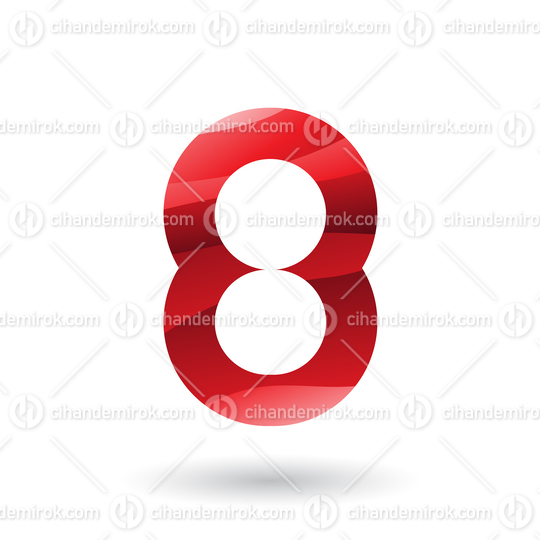Red Round Icon for Number 8 Vector Illustration