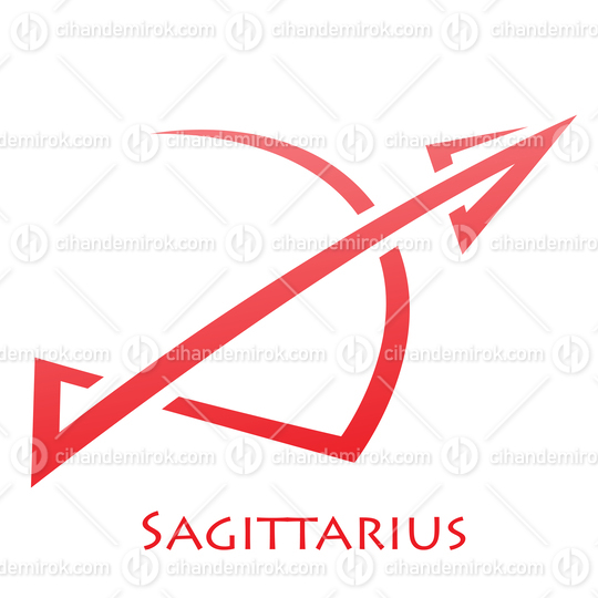 Red Sagittarius Zodiac Star Sign with Simplistic Lines