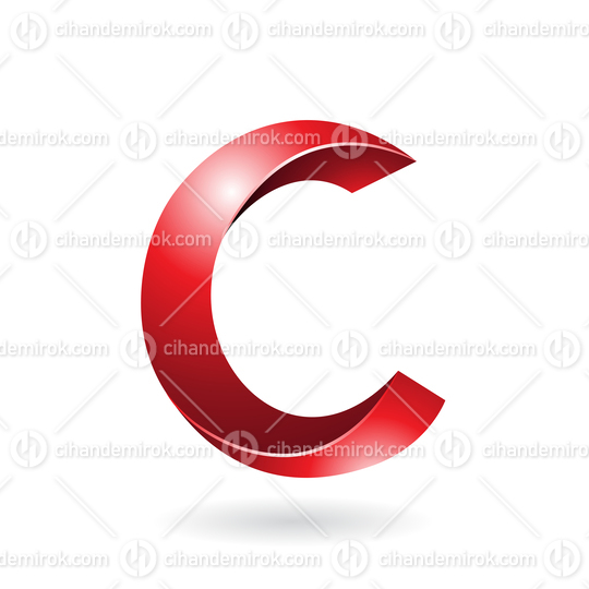 Red Shiny Twisted Letter C Icon with a Shadow