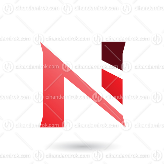 Red Sliced Letter N Vector Illustration