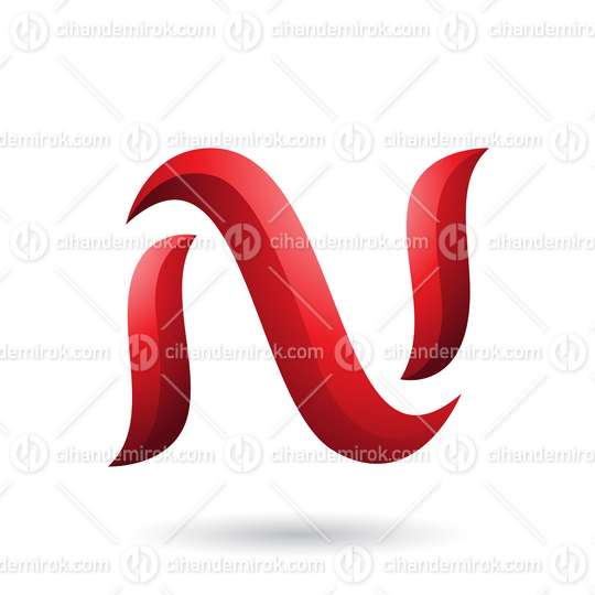 Red Snake Shaped Letter N Vector Illustration