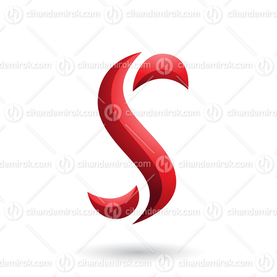 Red Snake Shaped Letter S Vector Illustration
