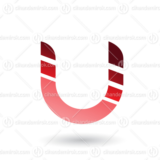 Red Striped Bold Icon for Letter U Vector Illustration