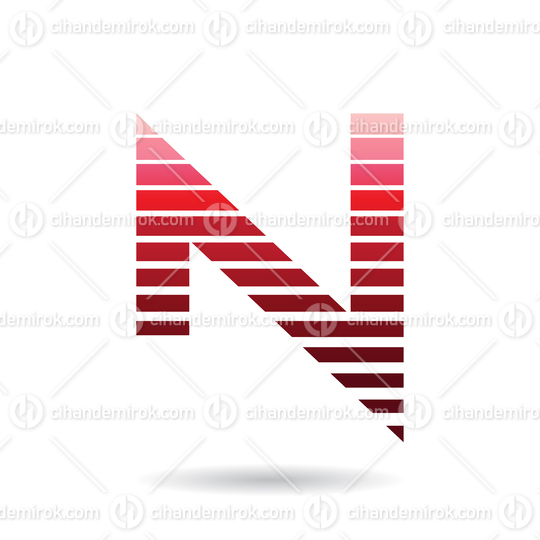 Red Striped Icon for Letter N Vector Illustration