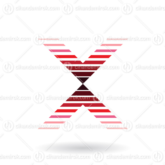 Red Striped Icon for Letter X Vector Illustration