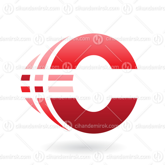Red Striped Letter C Icon with Motion Ghosting