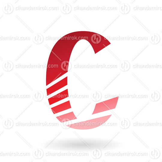Red Striped Slim Letter C Logo Icon