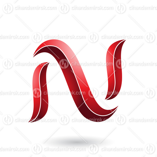 Red Striped Snake Shaped Letter N Vector Illustration