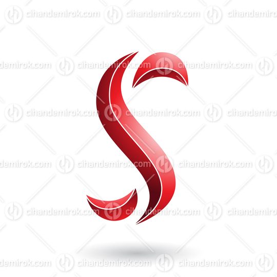 Red Striped Snake Shaped Letter S Vector Illustration
