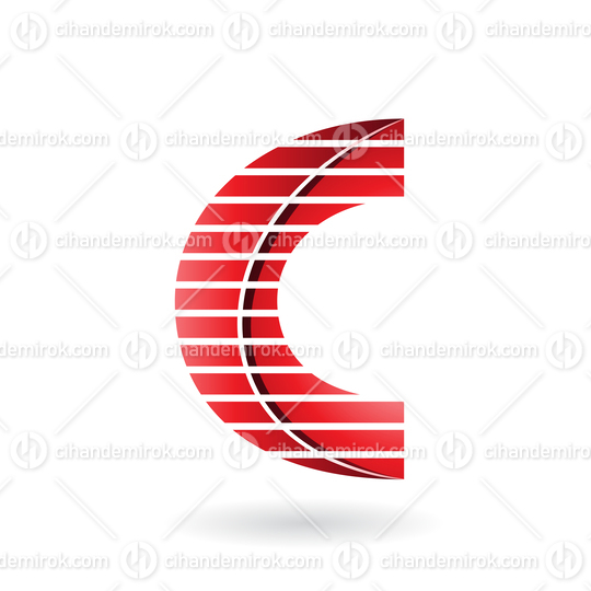 Red Striped Two Layered Icon for Letter C
