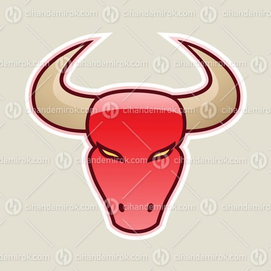 Red Strong Bull Icon Vector Illustration