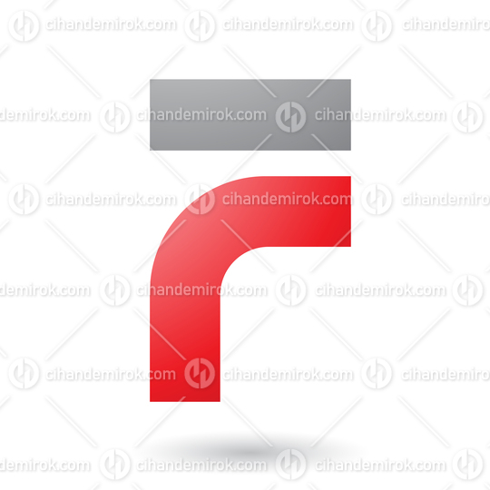 Red Thick and Bowed Letter F Vector Illustration