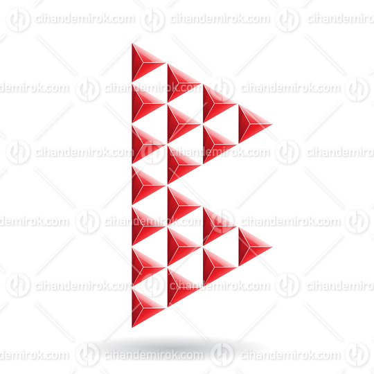Red Triangular Letter B Icon Made of Small Glossy Pyramids