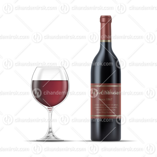 Red Wine Glass with Red Wine Bottle