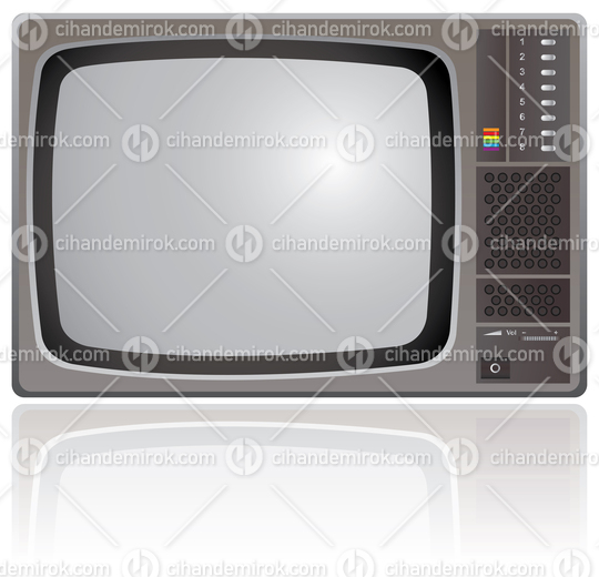 Retro CRT Tv, Color Television with a Reflection