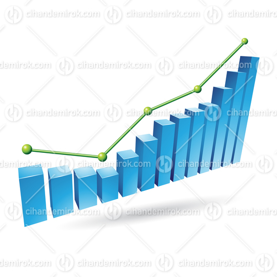 Rising Stats Graph with 3d Blue Bars