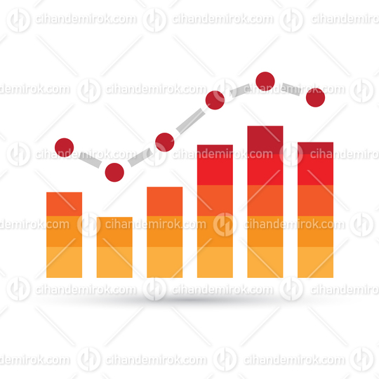 Rising Stats Graph with Red and Orange Bars and a Shadow