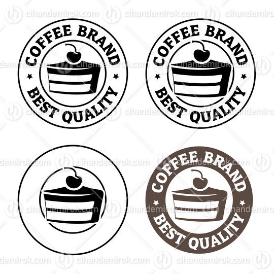 Round Cake and Cherry Icon with Text - Set 1