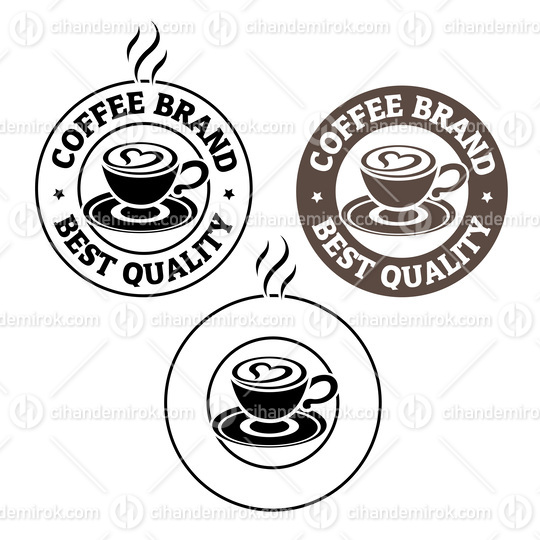 Round Coffee and Heart Icon with Text - Set 2